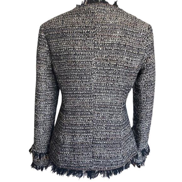 BOSTON PROPER Parisian Tweed Blazer Jacket Bronze Chain Sequins Size 6 - Picture 3 of 9